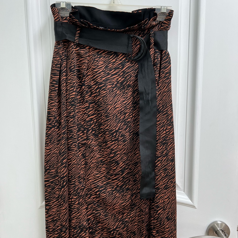 Zara tiger print midi skirt with belt size M